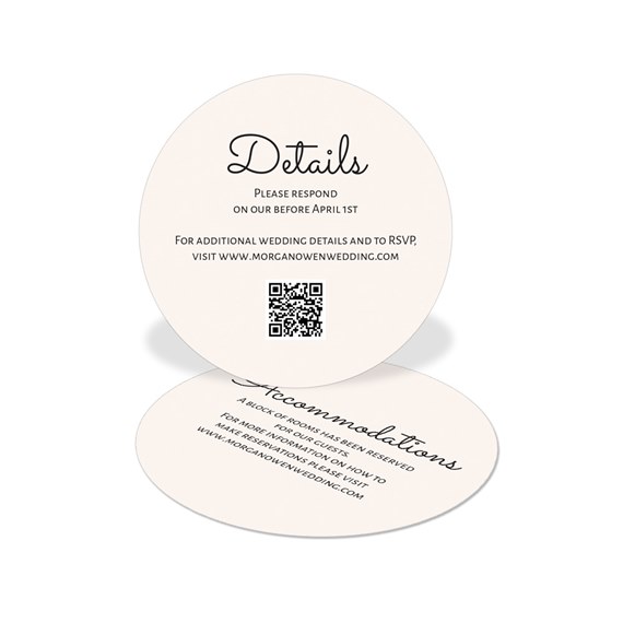 circular wedding insert cards with details and accommodations