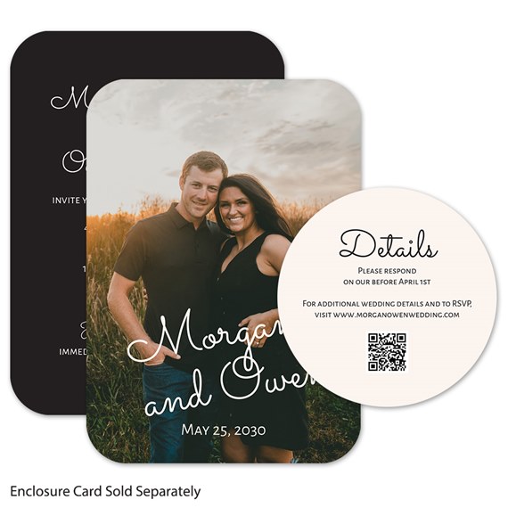 wedding invitation with photo area and details card