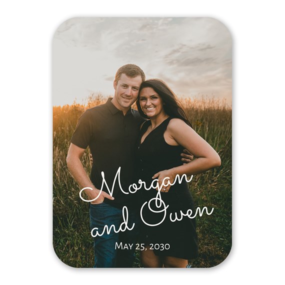 photo placeholder with elegant script text