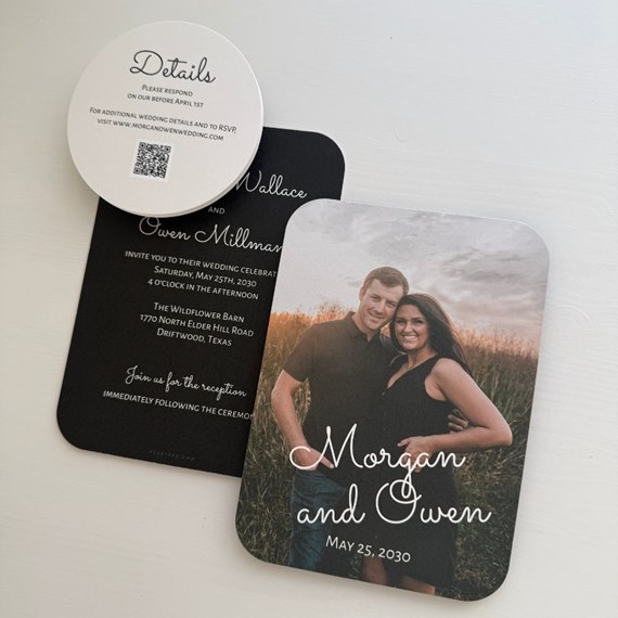 wedding invitation with photo placeholder and RSVP card