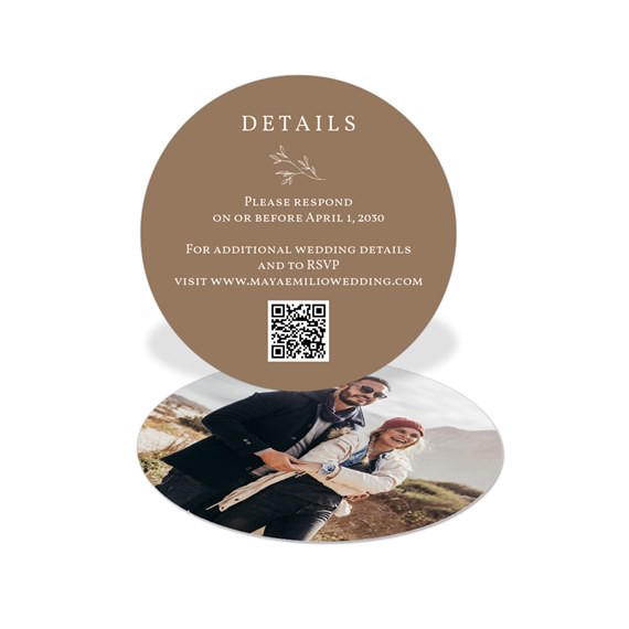 circular wedding insert card with photo area