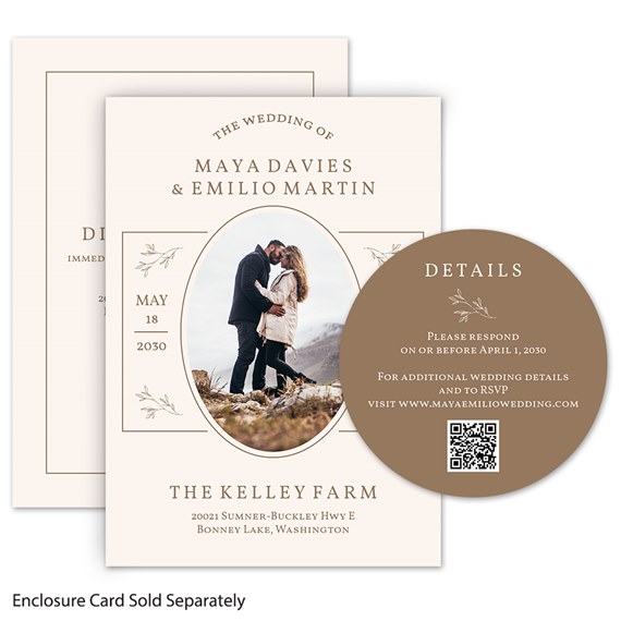 wedding invitation with photo placeholder and details card