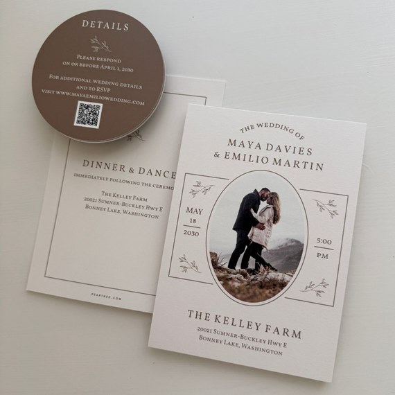 wedding invitation with photo placeholder and RSVP card