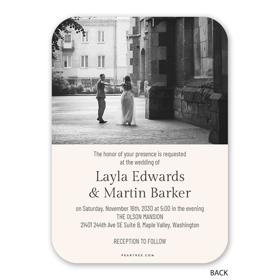 wedding invitation with photo placeholder and text area