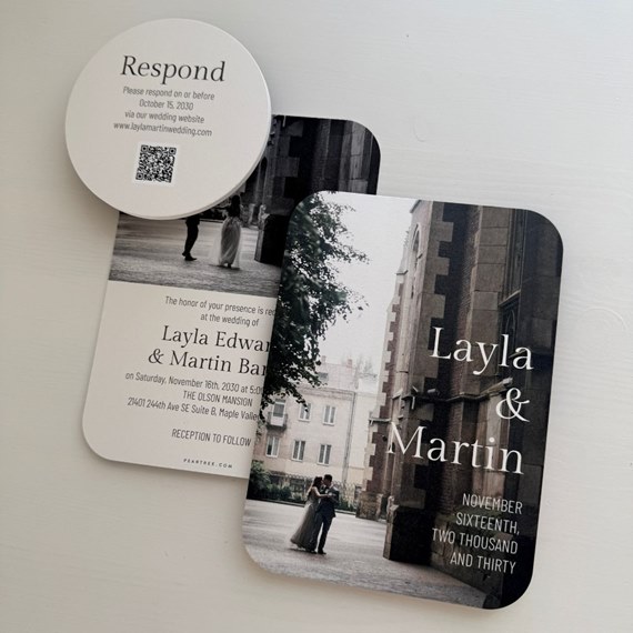 wedding invitation with photo area and RSVP card