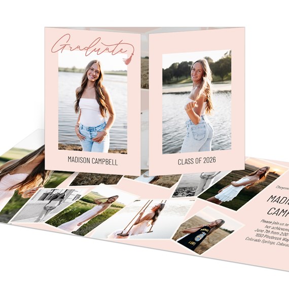 graduation invitation with photo placeholders and text