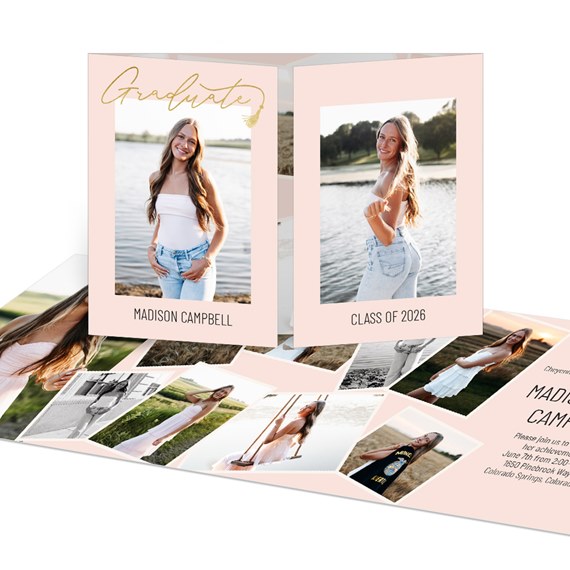 graduation invitation with photo placeholders and customizable text areas