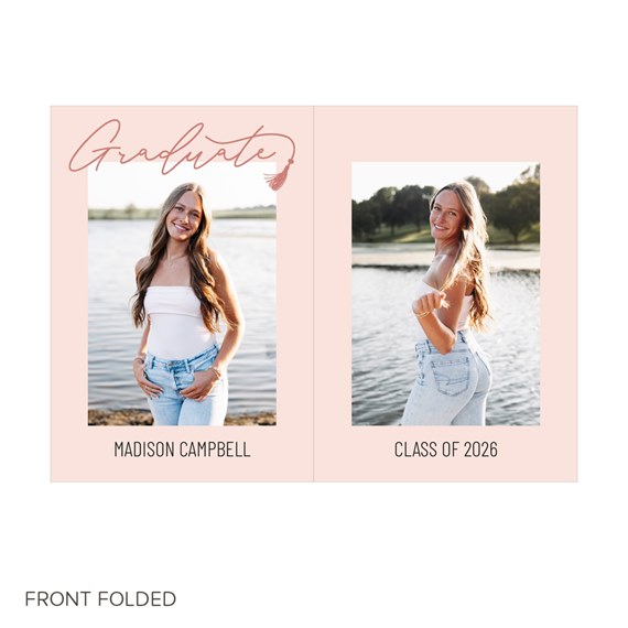 graduation invitation with photo placeholders and script text