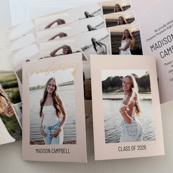 graduation invitation with photo placeholder and text areas