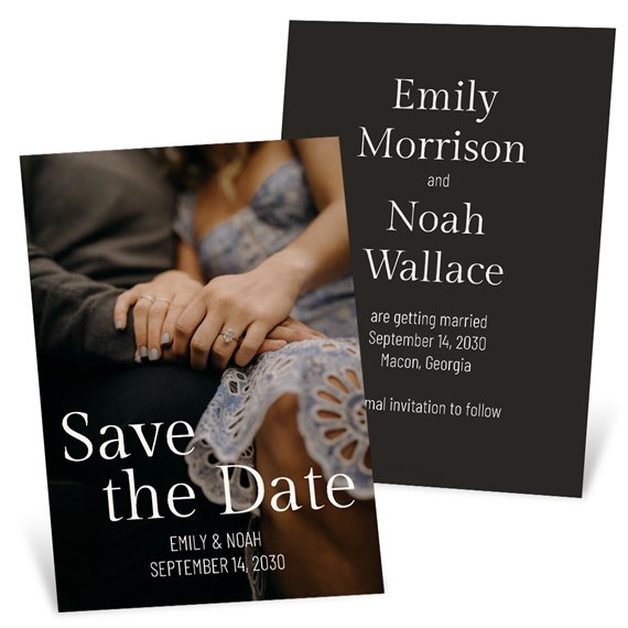 save the date card with photo placeholder and text area