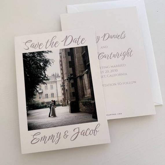 save the date card with photo area and customizable text area