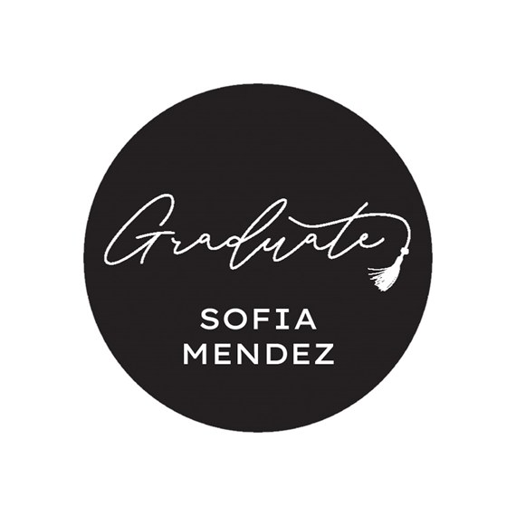 round graduation seal with customizable text area