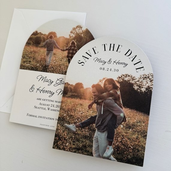 save the date card with photo area
