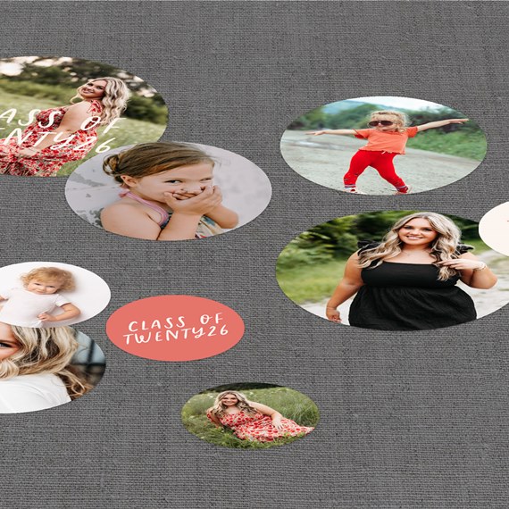 multiple photo placeholders with text area