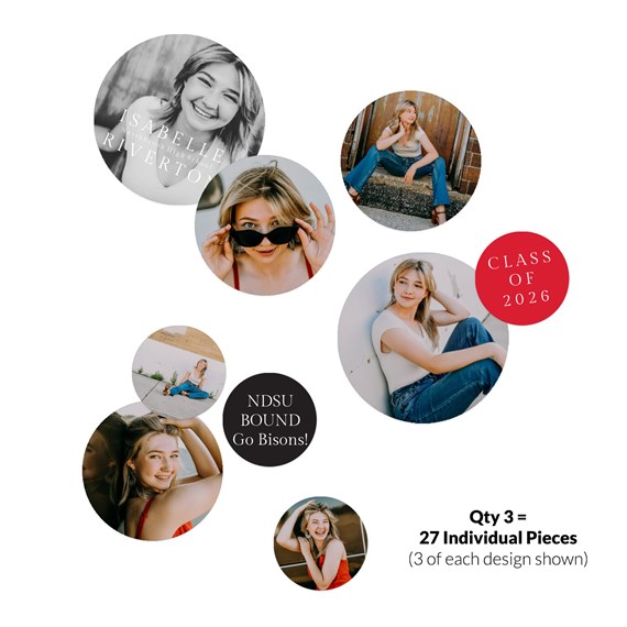 photo placeholders with circular frames and text