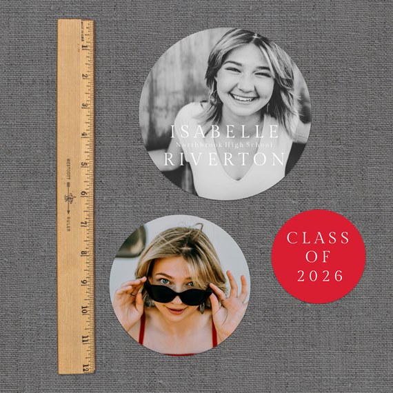 two photo placeholders with text areas
