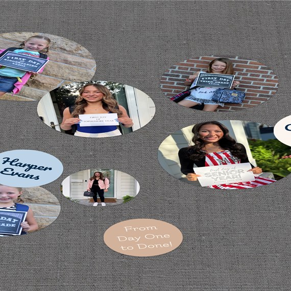 photo placeholders with text elements