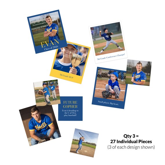 photo placeholders with baseball themes and text elements