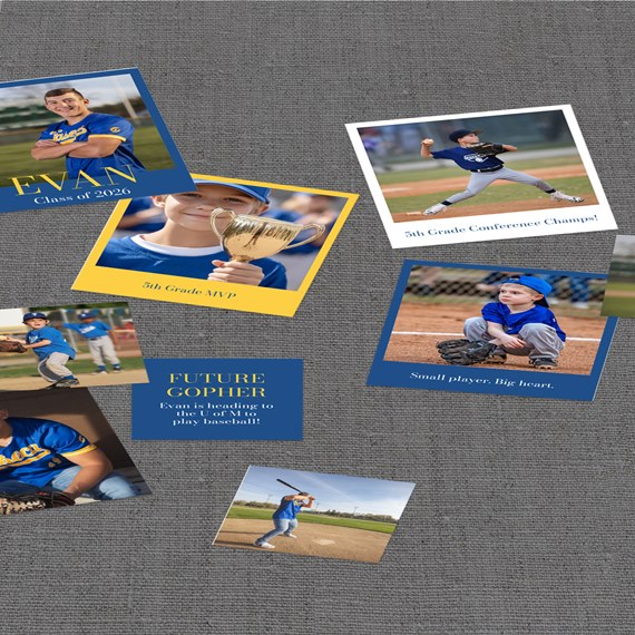 collage of photo placeholders with sports captions