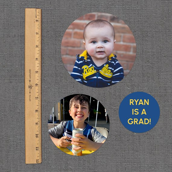 two photo placeholders with text area