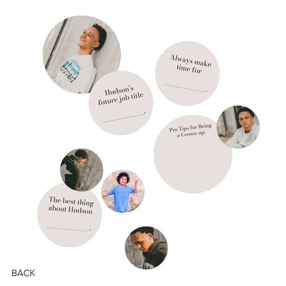 multiple photo placeholders with printed prompts