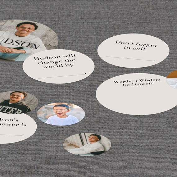 photo placeholders with text areas for a graduation theme