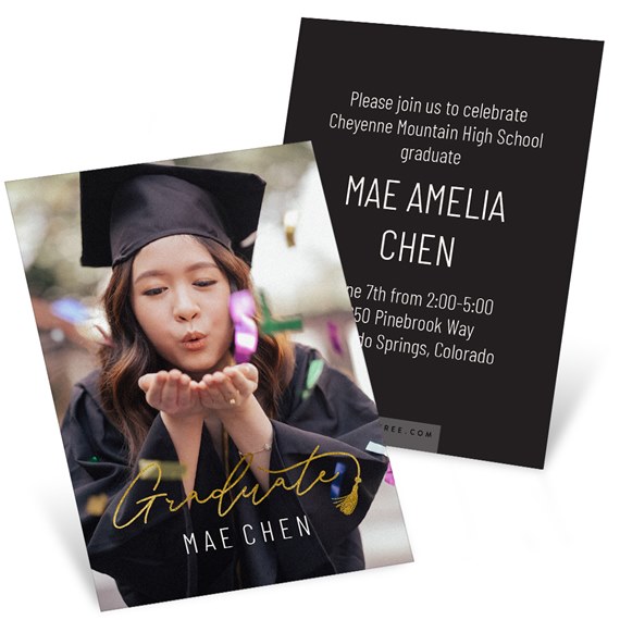 graduation invitation with photo placeholder and event details