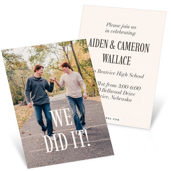 mini graduation invitation with photo placeholder and event details