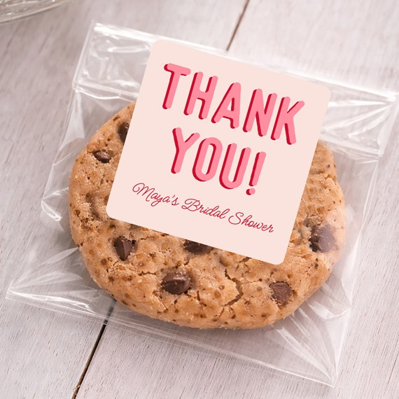 cookie in clear bag with thank you sticker