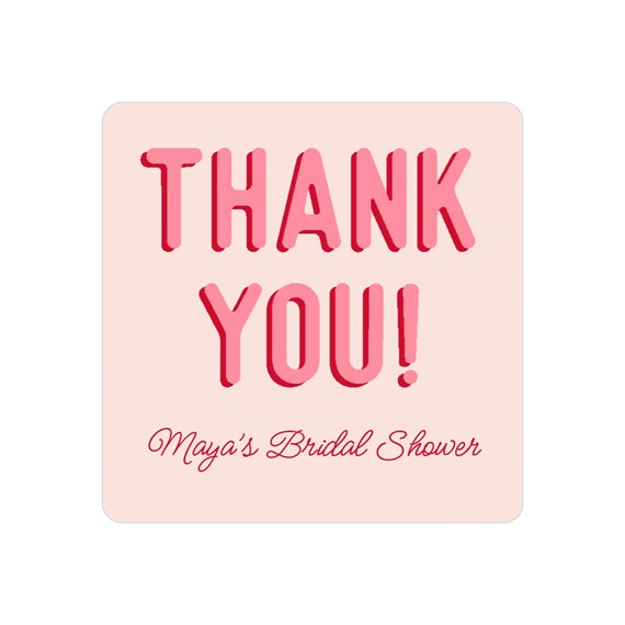 pink thank you sticker with customizable text area