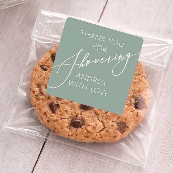 sticker on cookie bag with customizable text area