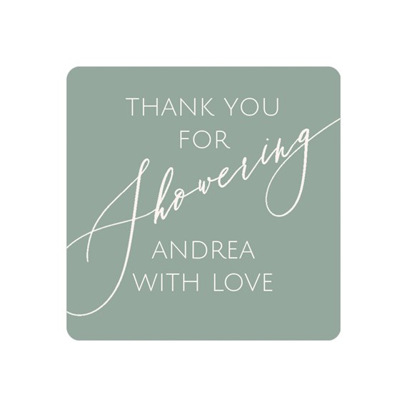 square sticker with thank you message and photo placeholder