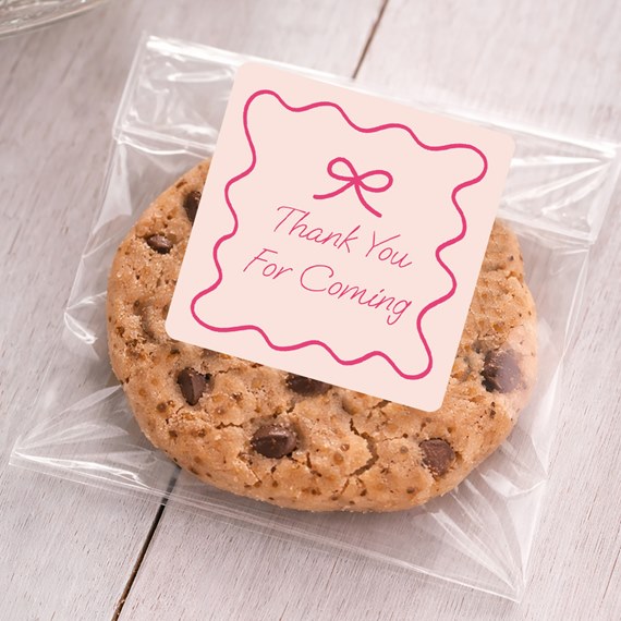 cookie in plastic bag with thank you sticker