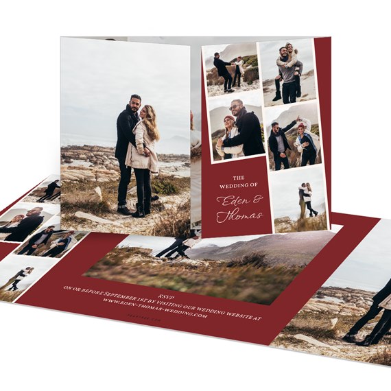 wedding invitation with photo placeholders and elegant text