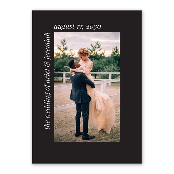 photo placeholder with text area for wedding invitation