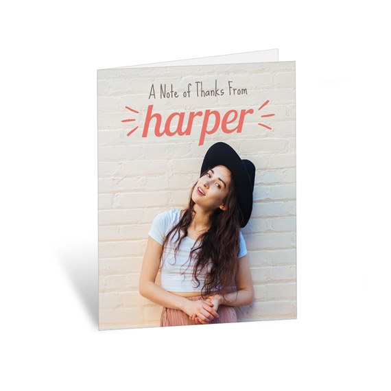 thank you card with photo placeholder and customizable text area