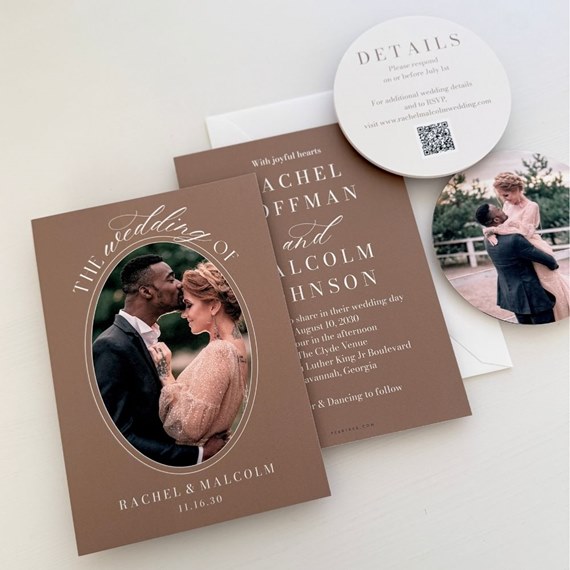 oval photo placeholder wedding invitation