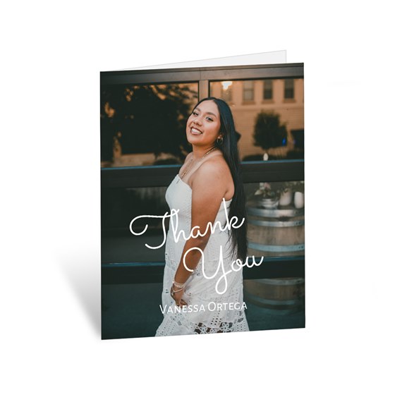 thank you card with photo placeholder and decorative text