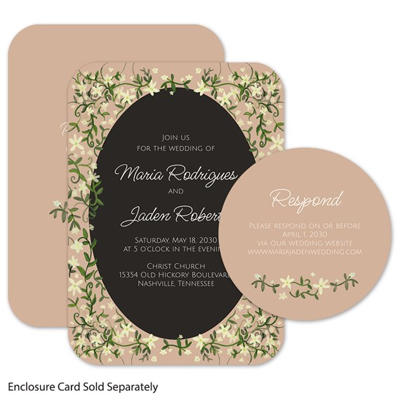 wedding invitation and response card with floral design