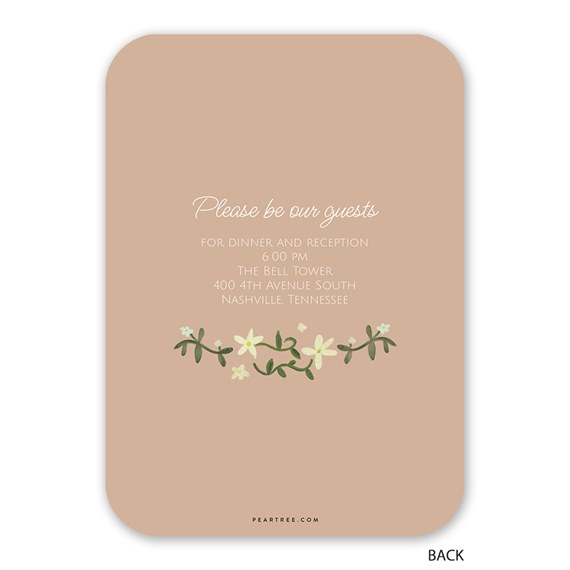 wedding invitation with floral border and event details