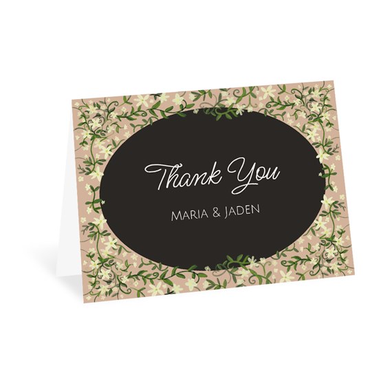 thank you card with floral design and photo placeholder