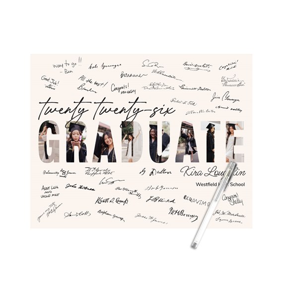 graduation signature poster with photo area and handwritten signatures
