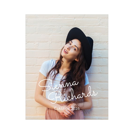 photo placeholder with text area for name and class year