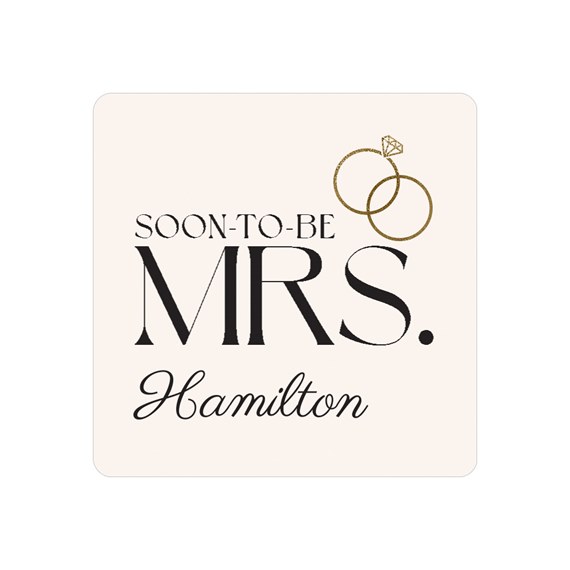 wedding sticker with rings and customizable text area