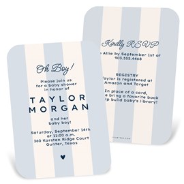 Sweet Stripes - Blue - Baby Shower Invitations