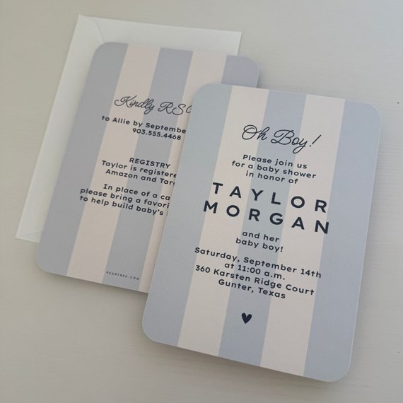 baby shower invitation with stripes