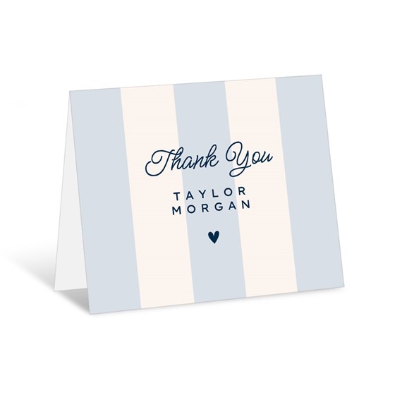 thank you card with stripes and text