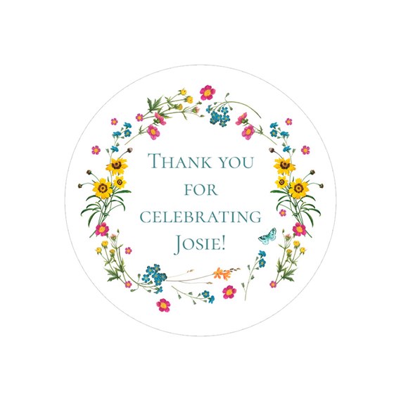 floral border sticker with customizable text area