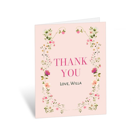thank you card with floral design and customizable text area