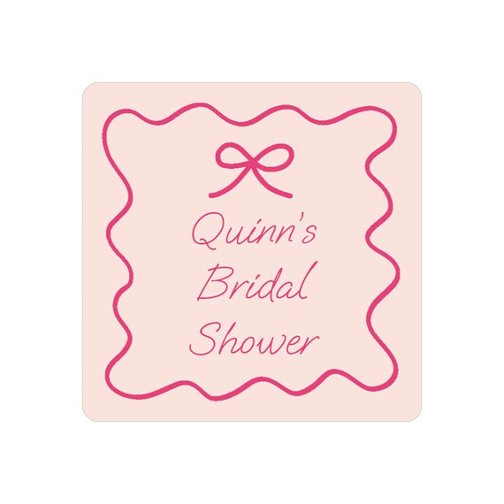 pink scalloped border sticker with text placeholder